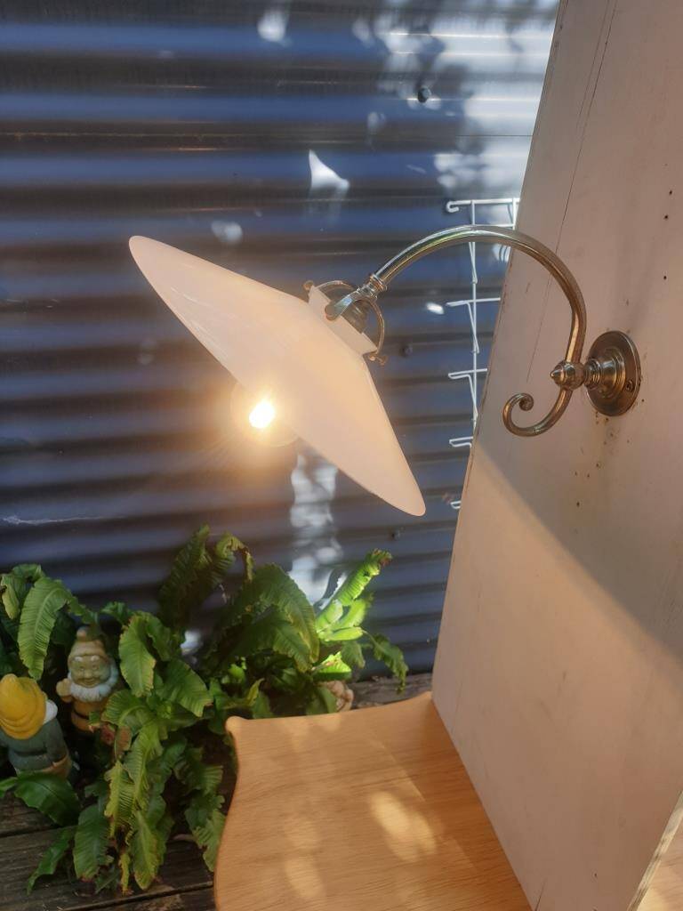 Wall lamp in opaline chrome scrolls Art Deco