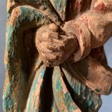 Old Virgin Mary sculpture in polychrome wood, 18th century