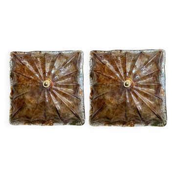 Mid-Century Modern Italian Murano Glass Wall Sconces or Ceiling Lamps from La Murrina, 1950s, Set of 2