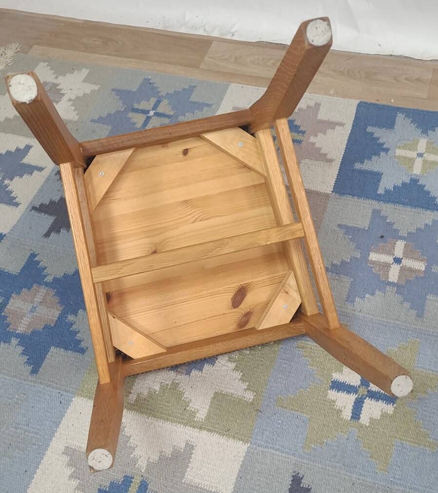 4 brutalist chairs in oak and checkered fabric, Denmark, 1960s