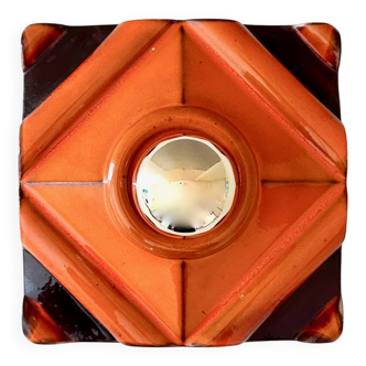 Vintage wall lamp PAN ceramic, 70's wall lamp orange, Pop Art