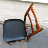Ensemble de 4 chaises scandinaves teck et skaï 1960