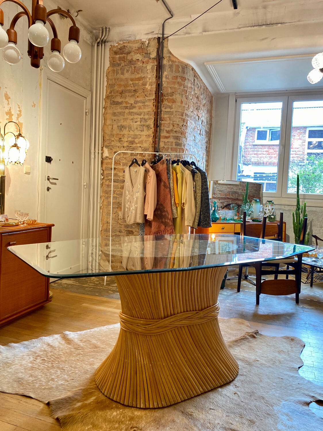 McGuire 1970 Rattan Dining Table