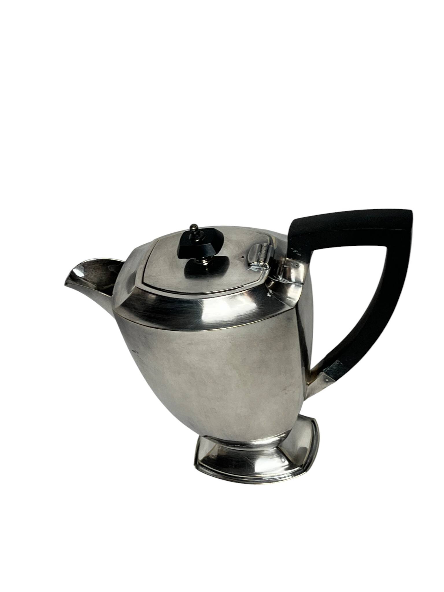 Art Deco, English silver-plated Sheffield ebony jug circa 1930