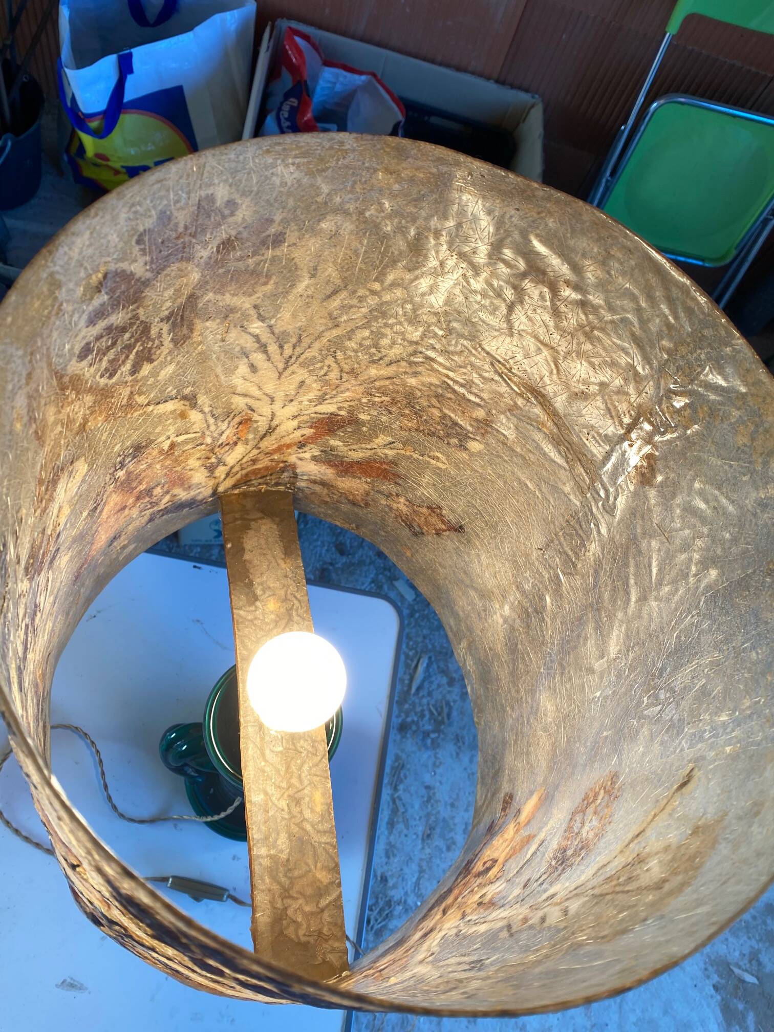 Vintage table lamp with herbarium shade