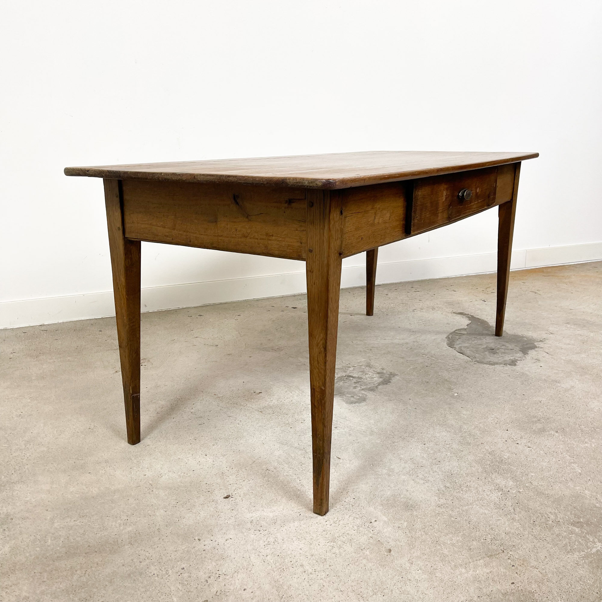 French antique dining table oak and pine