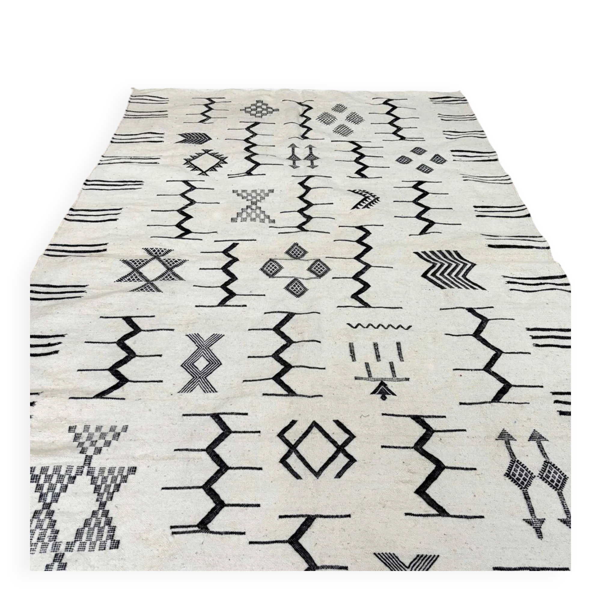 Berber kilim rug • Modern black and white