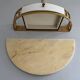 Floating wall console with drawer, brass body and marble top, 1960s, Italy