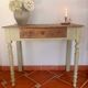 Old patinated wooden console – French country spirit, turned legs.