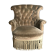 Fauteuil crapaud vert kaki capitonné