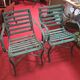 Pair of garden armchairs in wood and iron – Antique work from the late 19th century