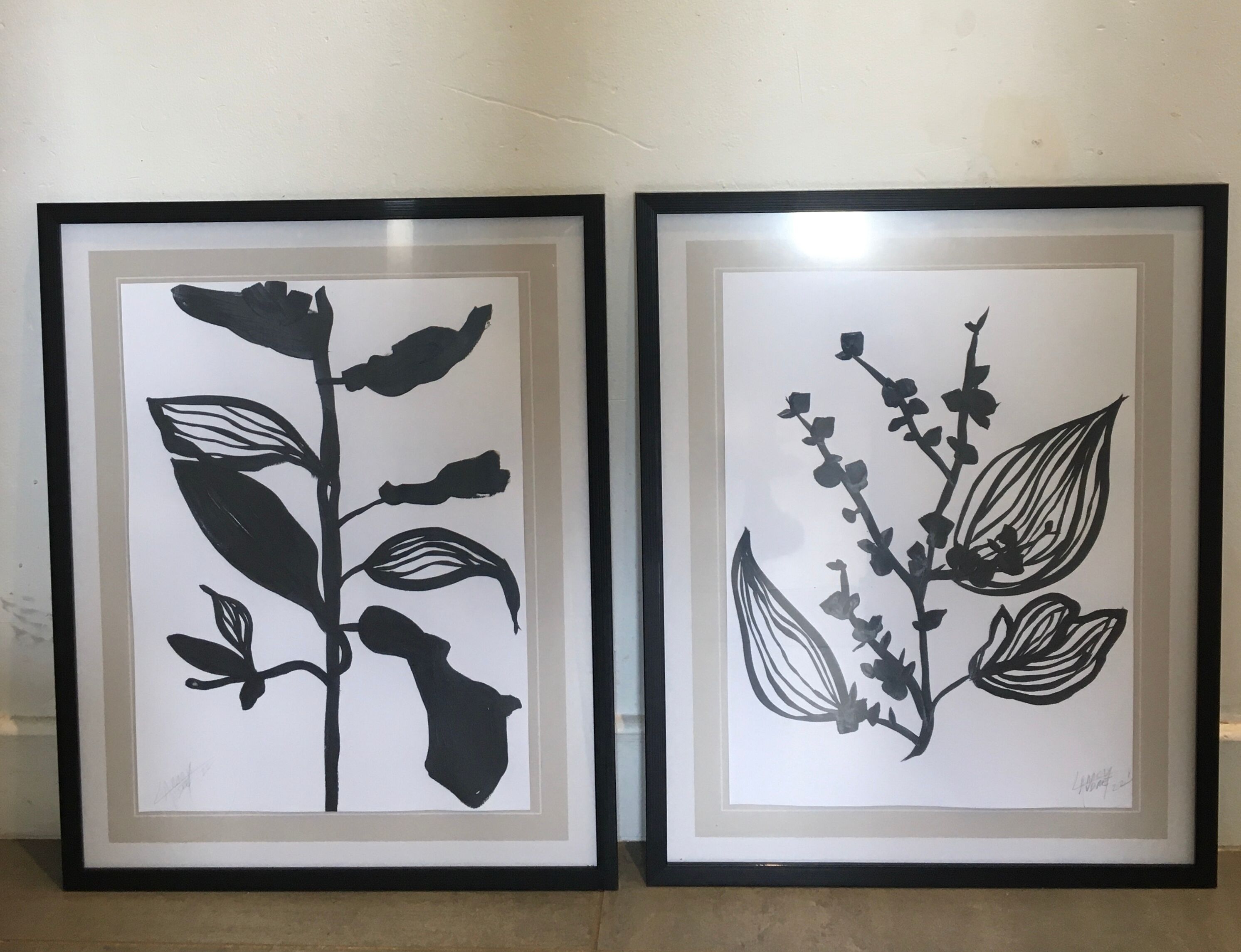Diptych illustration plants caly