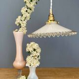 Vintage white opaline lampshade pendant light