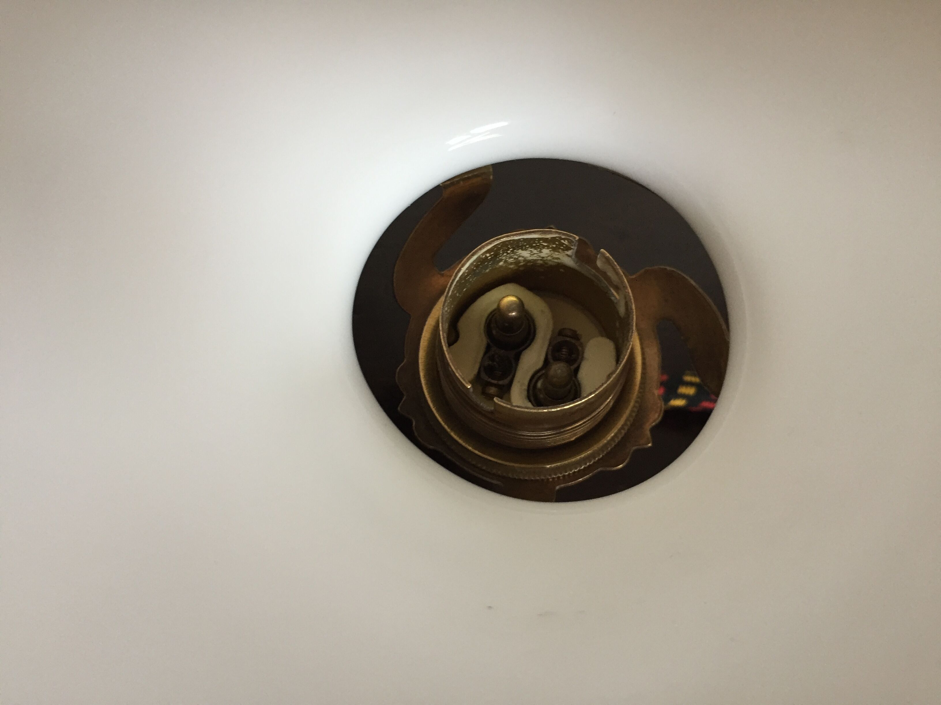 Old white opaline and brass hanging No.4