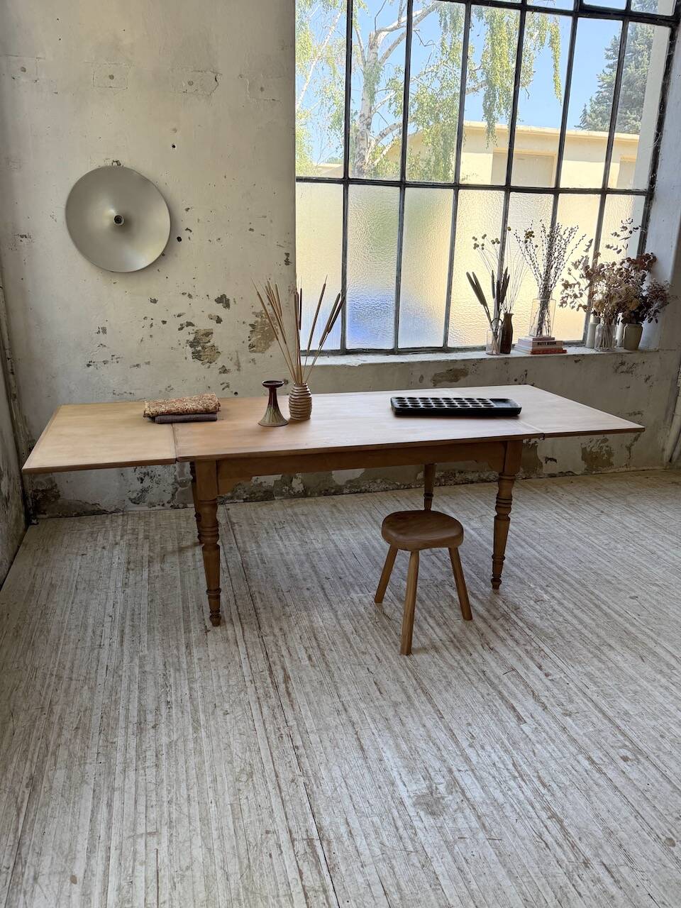 Table de ferme noyer à rallonges 150-250cm