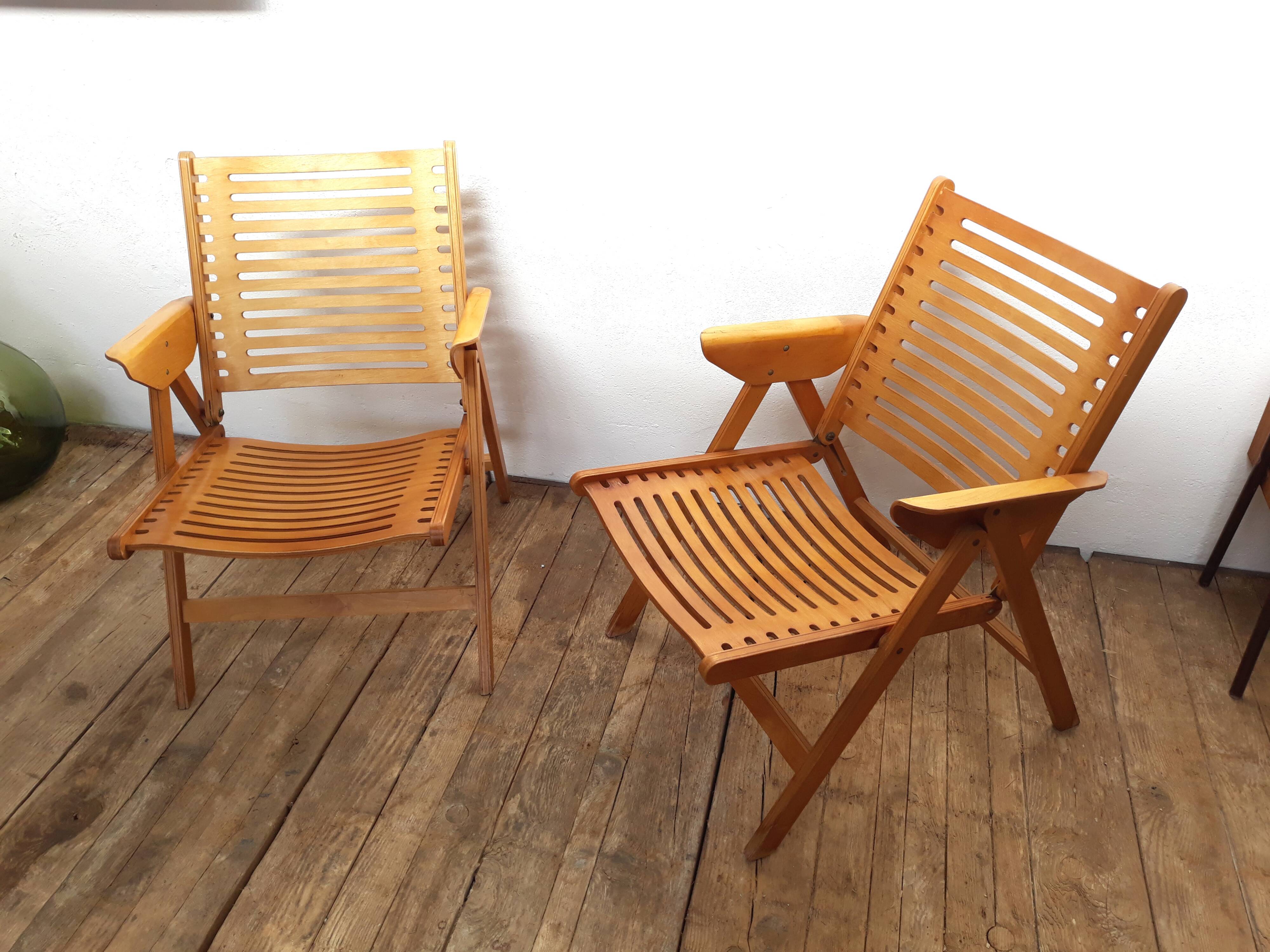2 folding chairs vintage Rex lounge by Niko Kralj design