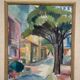 Huile sur toile originale suédoise – « Rue urbaine » par Ingrid Hedman Koppang