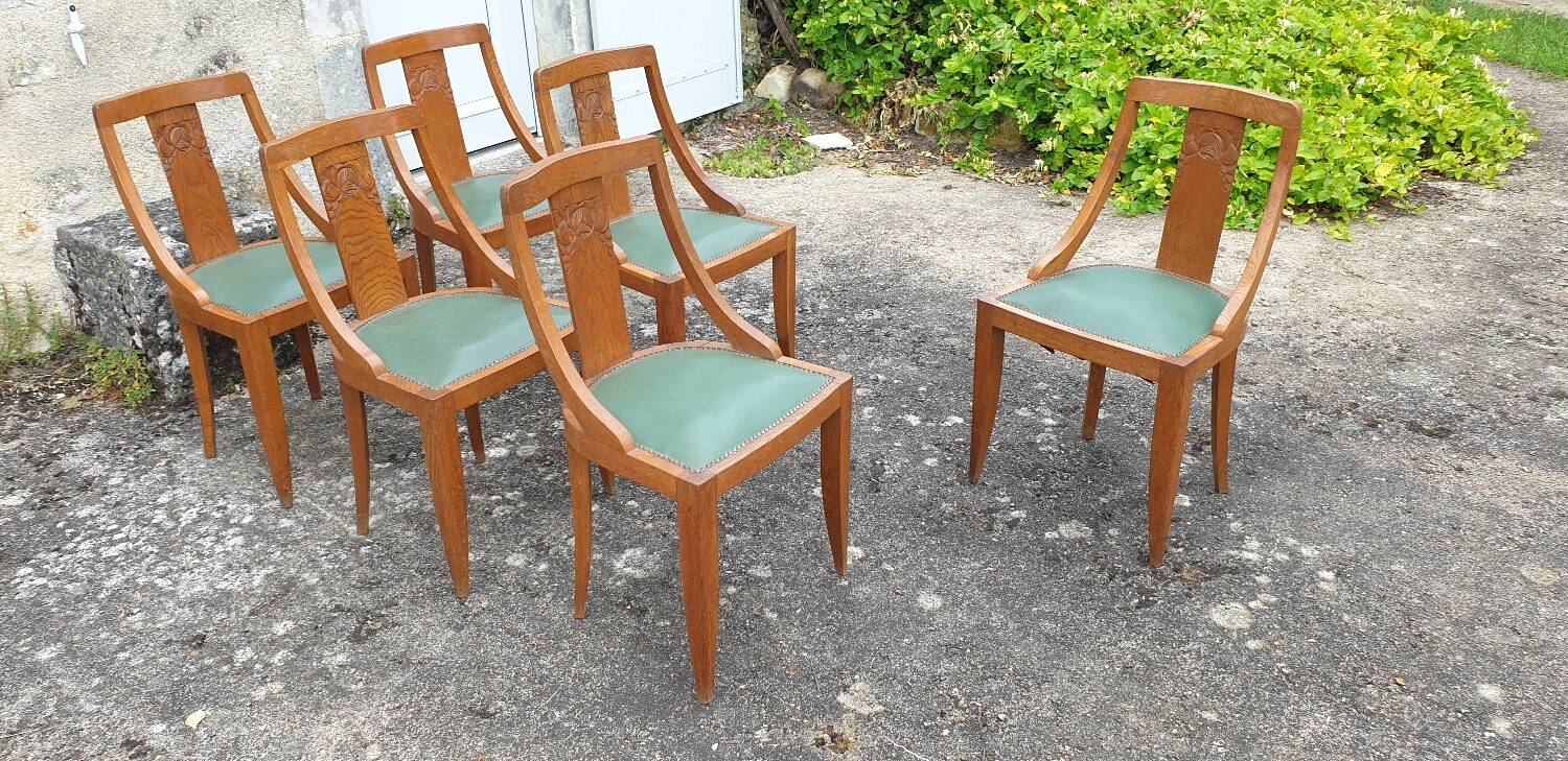 Suite de 6 chaises gondole Art Déco 1930