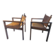 Pair of Michel Arnoult safari armchairs, Brazil 1960, rosewood and leather
