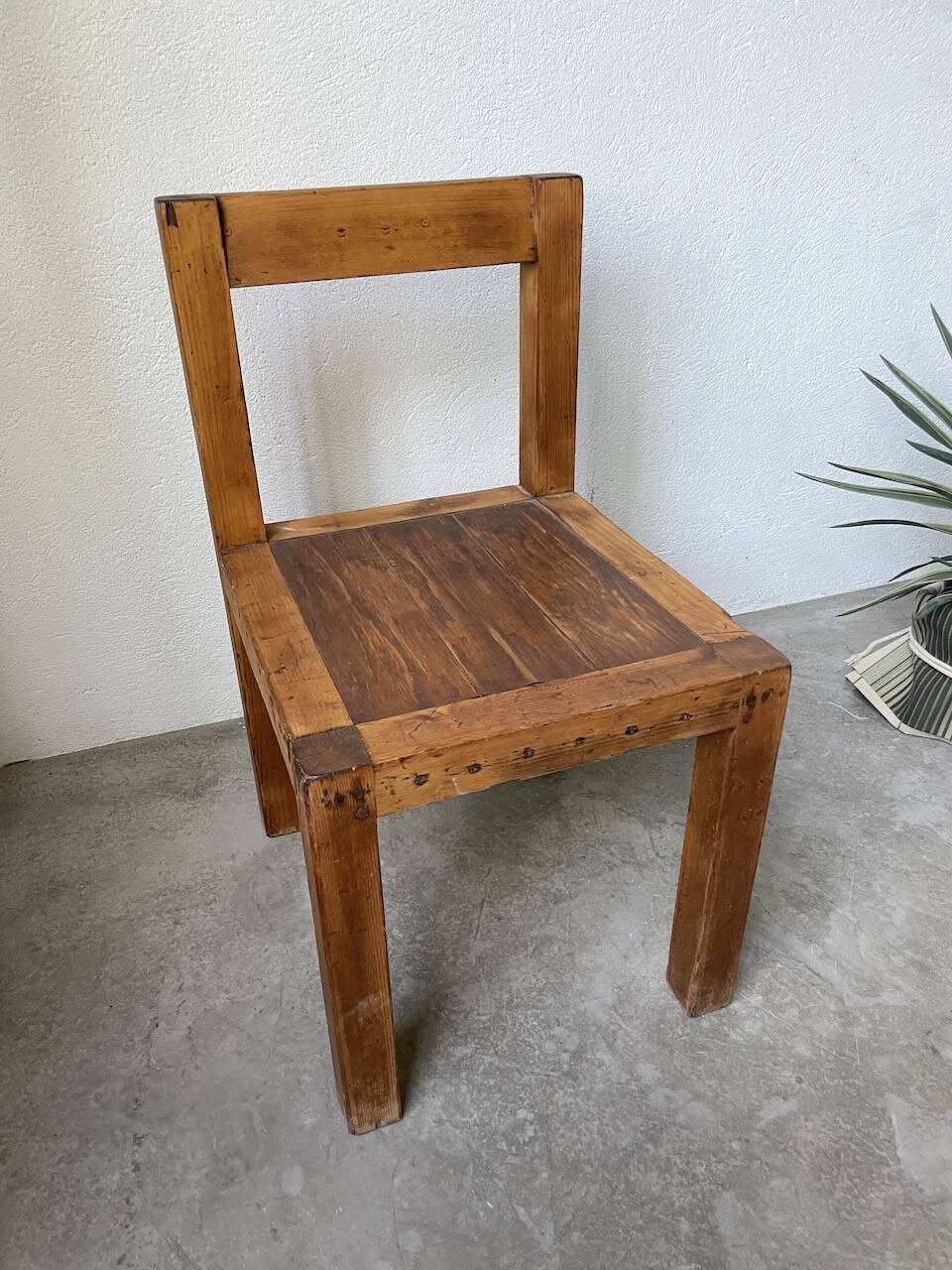 Brutalist pine chair