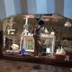 Old art deco beveled mirror vintage carved wood base 39x63cm