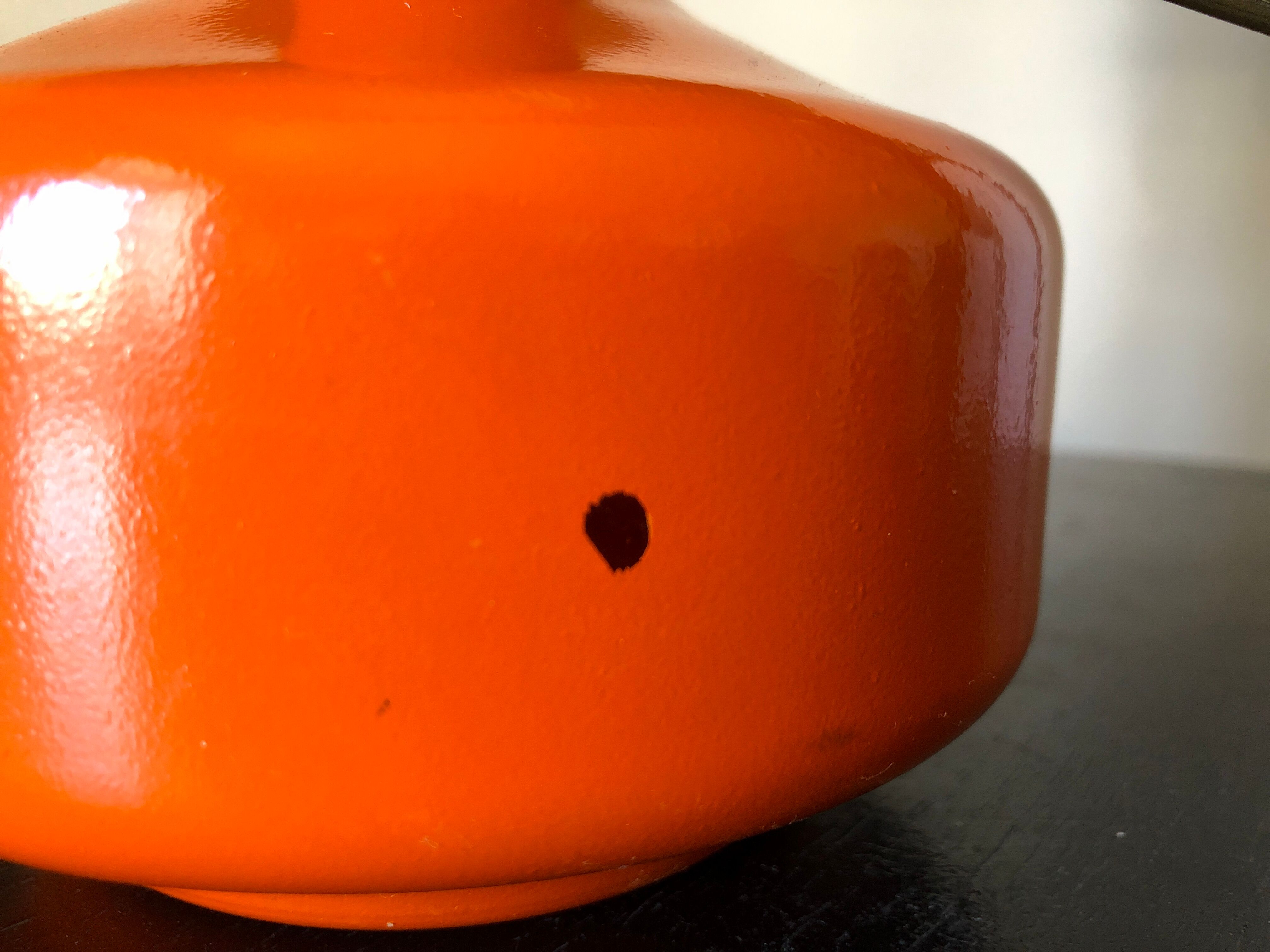 Lampe orange à fleurs 1970