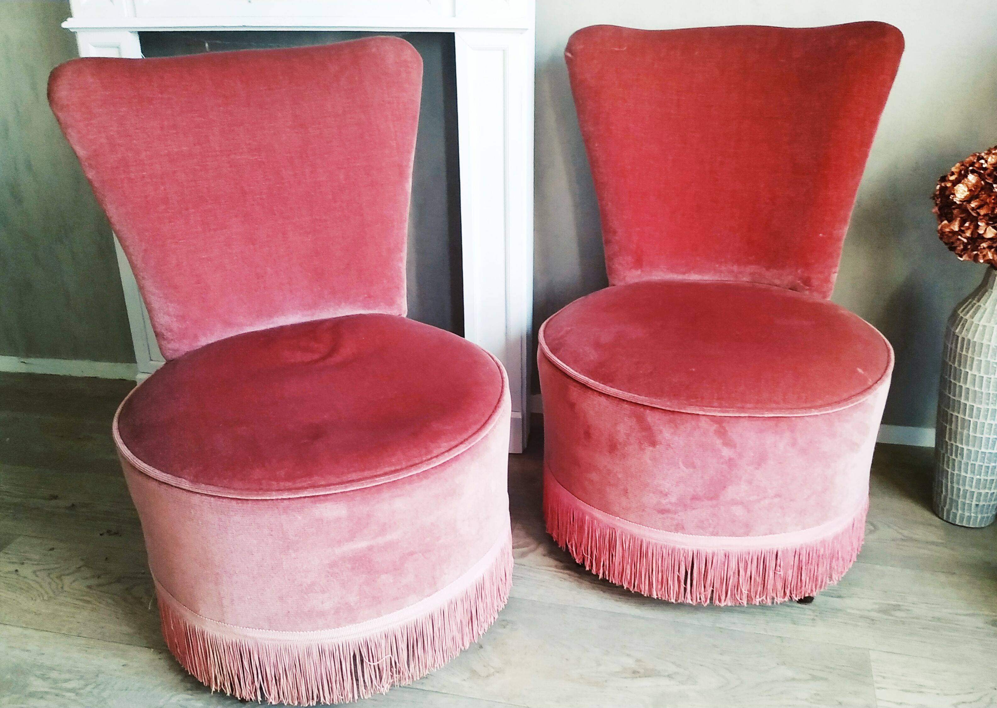 Pair of velvet toad armchairs