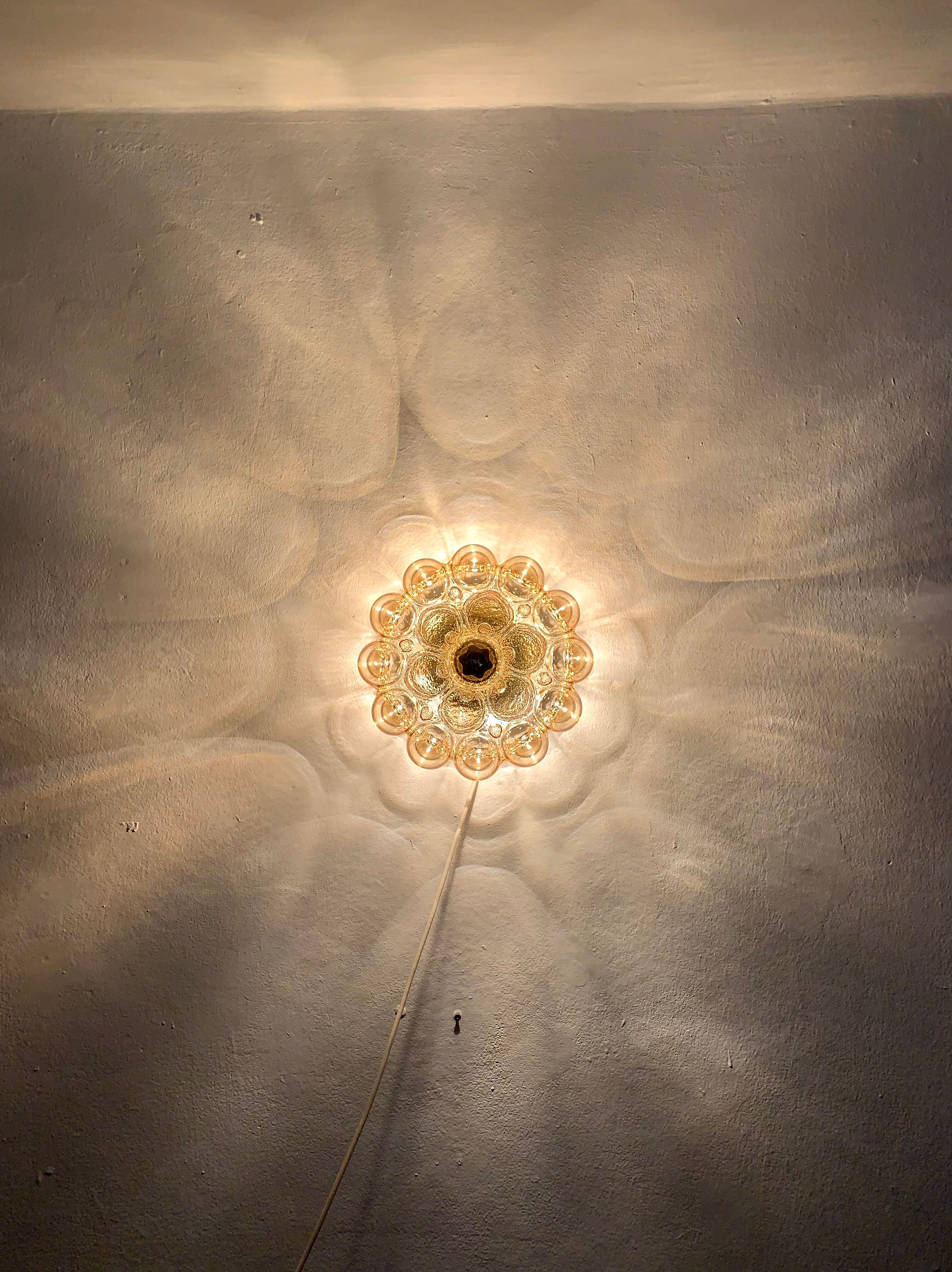 Large Bubble Glass Wall Lamp or Flush Light by Helena Tynell for Glashütt