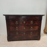 Chest of drawers in wood and gray marble with 4 drawers nineteenth century