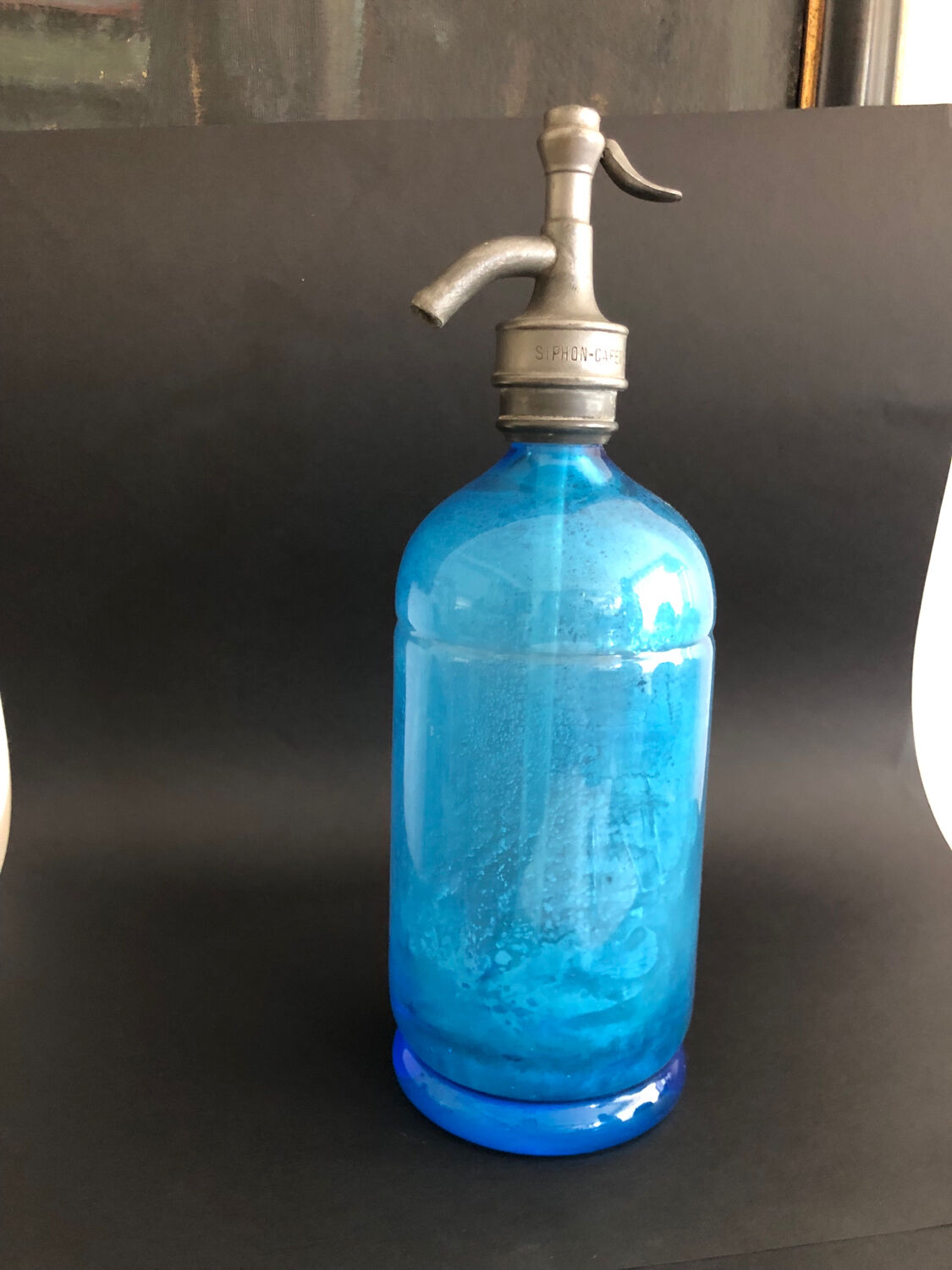 Blue vintage siphon