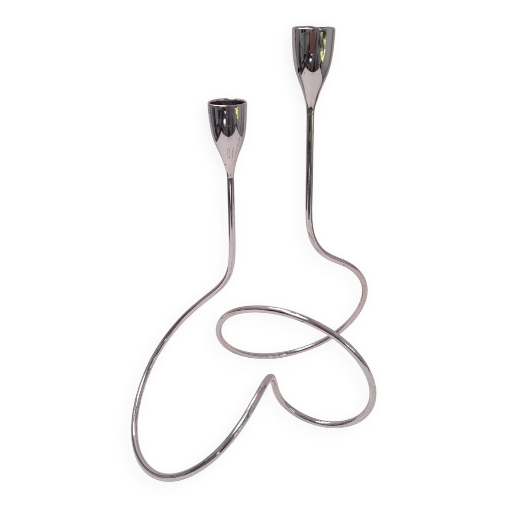 Curved chrome candlestick Black+Blum