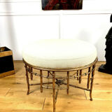 Napoleon III style ottoman in gilded metal with bamboo décor