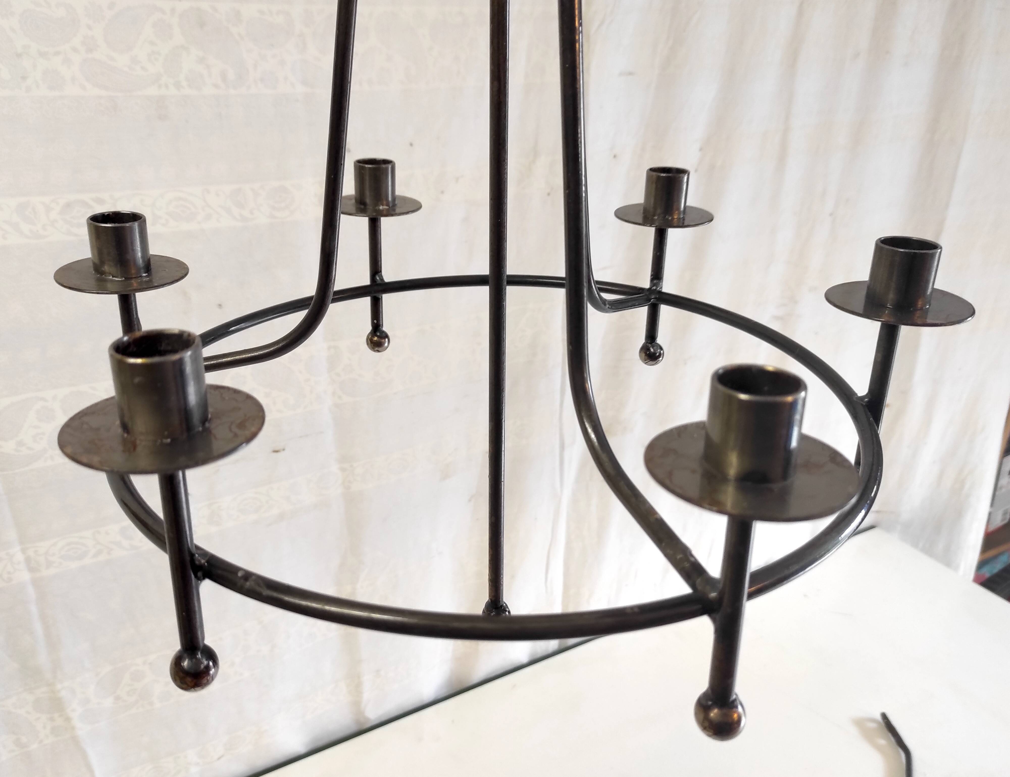 Candlestick hanging lamp 6 metal lights