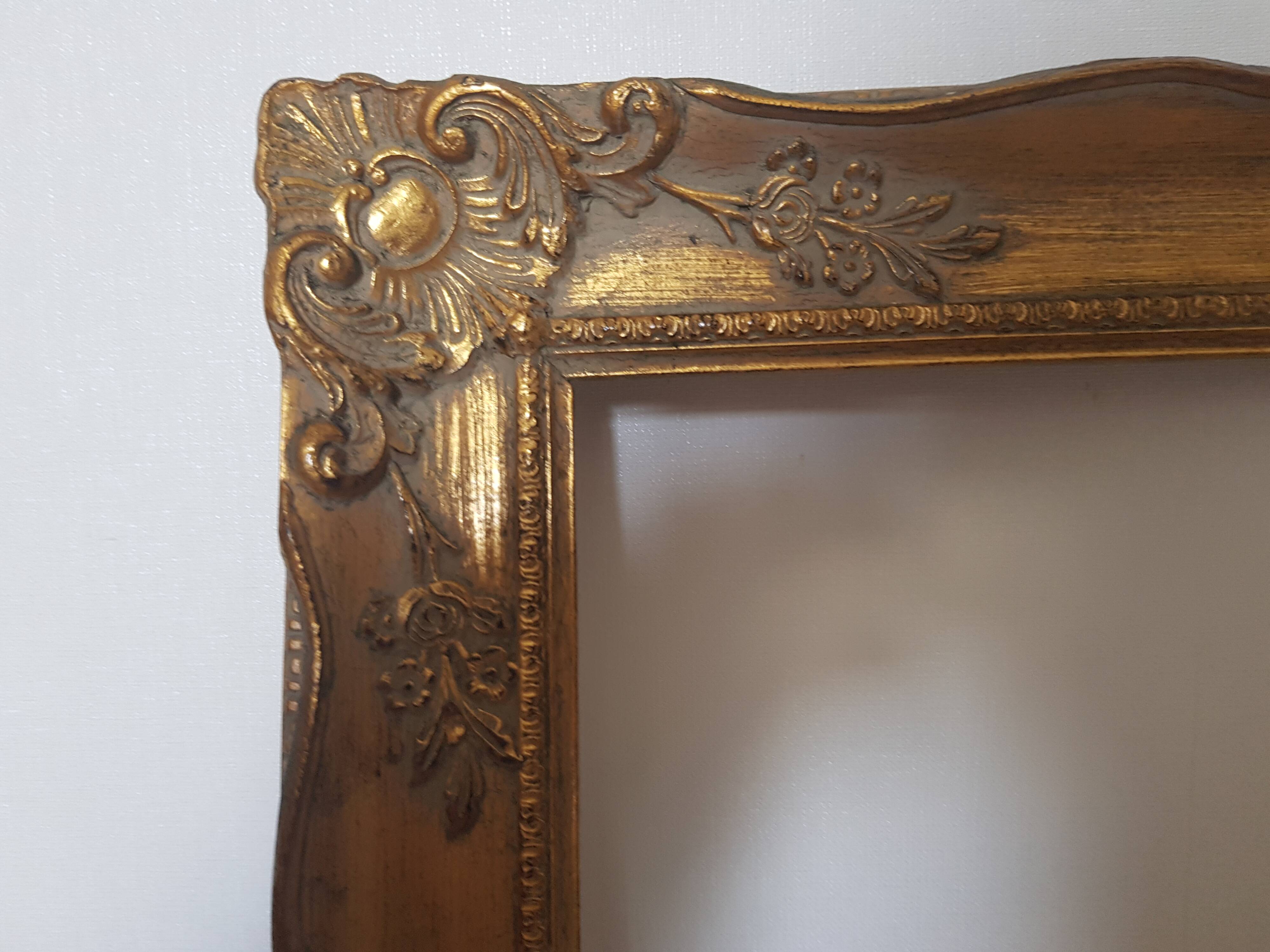 Cadre doré bois résine feuillure : 24.5 cm x 30.5 cm