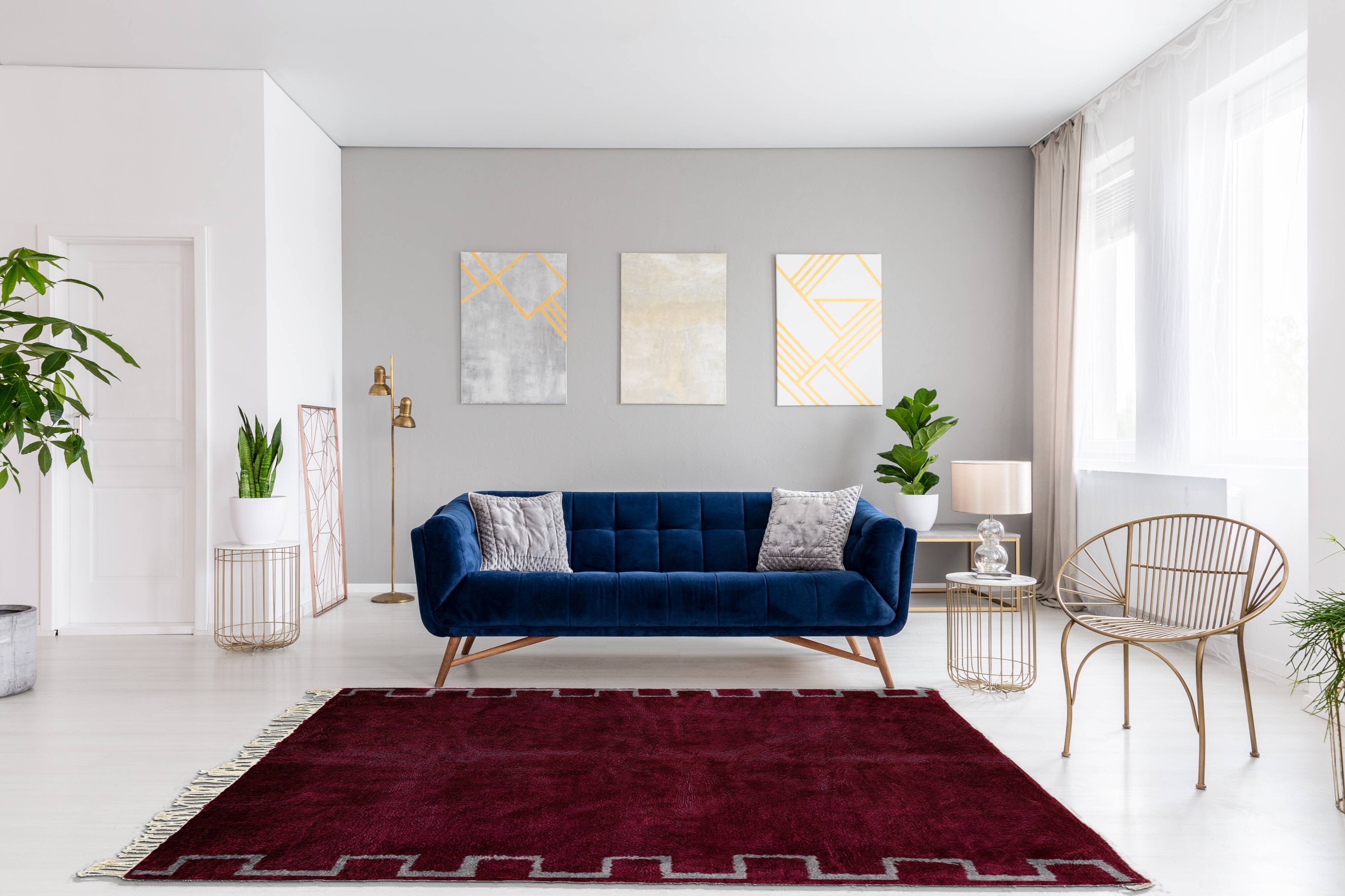 Modern Moroccan carpet dark red