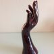 Hand baguier soliflore in brown ceramic, vintage 60/70s