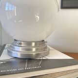 Ceiling light fixture globe white opal glass 20 cm aluminium base