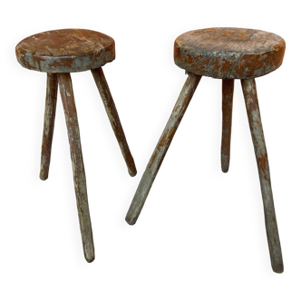 Pair of antique farmhouse stools 1900s