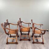 Set of Three Renaissance Style Armchairs, 19th Century
