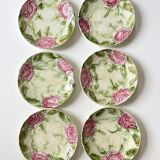 6 old plates in floral slip