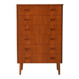 1950s Scandinavian Teak Chest of Six Drawers