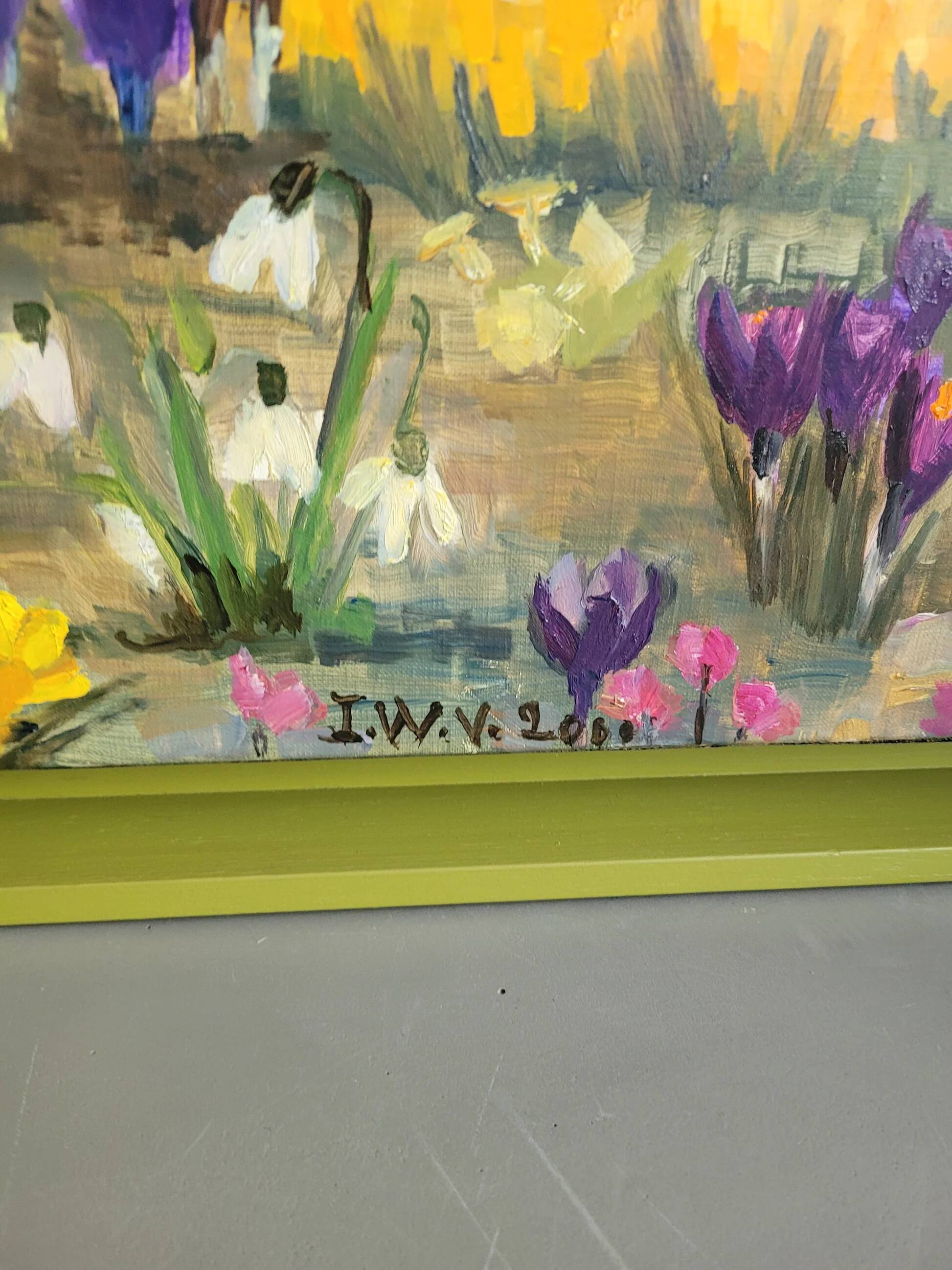 Table "Our Garden" by I. Wyss-Villard, 2000 - oil on canvas American frame