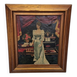 Art Nouveau Painting With A Maiden Belgian School, late 1800s