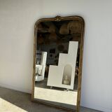 Large gilded mirror 19th century rounded corners mercury glass Louis XVI style