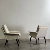 Pair of 1960 armchairs reupholstered in ecru curls