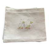12 large monogrammed white linen napkins