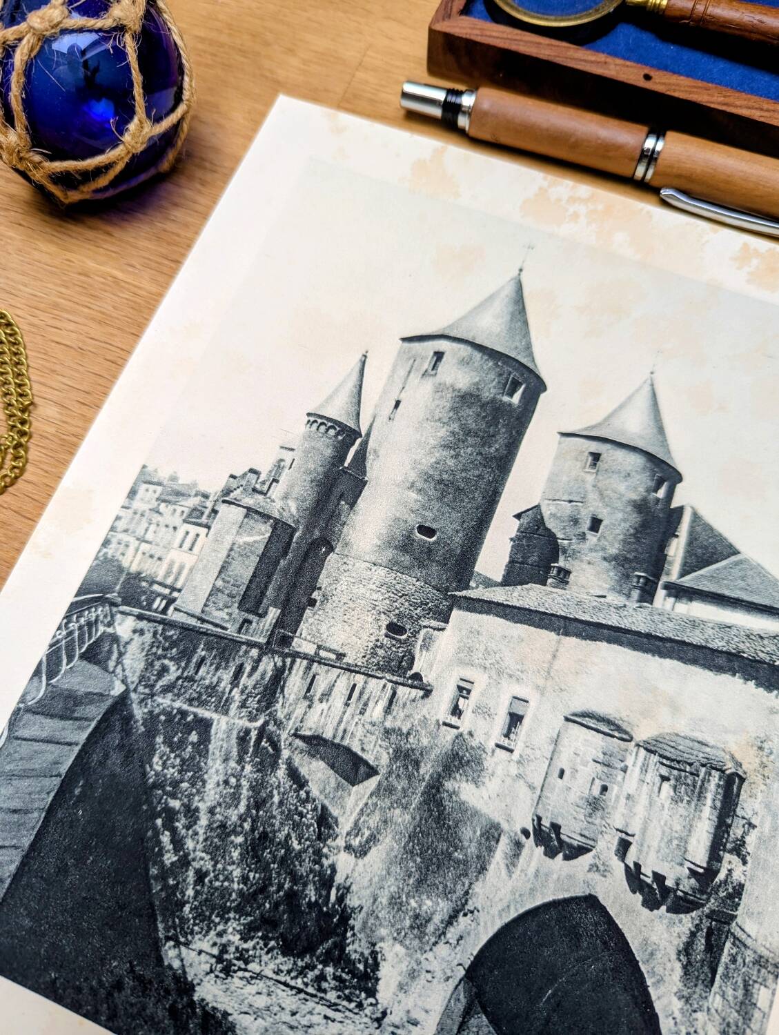 Heliogravure of Metz, vintage printed in 1926.