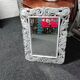 Antique mirror in painted/patinated and waxed carved wood 60x80cm