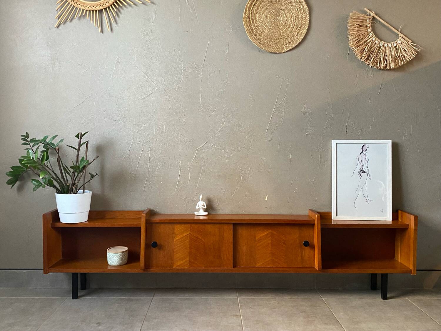 Vintage wooden sideboard from the 60s (shallow)