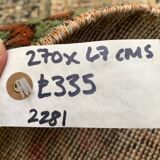 Distressed Turkish Narrow Runner 270x67 cm wool Vintage Tribal Rug